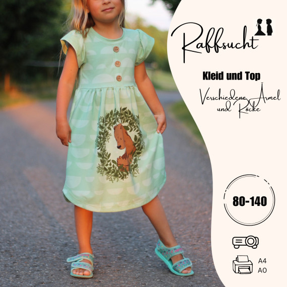 Schnittmuster Kleid / Top Raffsucht Gr. 80-140