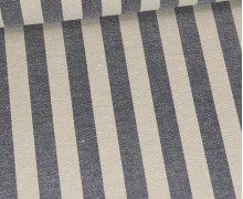 Viskose Leinen - Leinenstoff - Yarn Dyed Stripes - Beige/Stahlblau