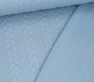 Weicher Jacquard-Sweat - Zopfmuster - Strickoptik - Uni - Hellblau
