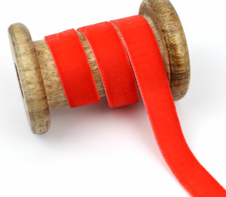 1 Meter Samtband - Zierband - Dekoband - 15 mm - Orange