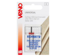 1 Zwillings-Nähmaschinennadel - Universal - 130/705 H ZWI 6.0mm - 100 - Schmetz - Silber