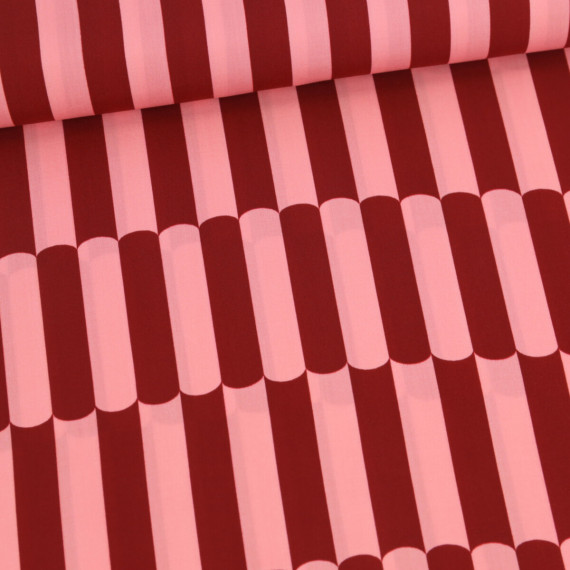 Lenzing Ecovero - Blusenstoff - Short Stripes - Bordeaux/Altrosa