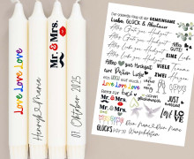 DIN A4 - Tattoofolie - Mr. & Mrs. - Hochzeit - für Kerzen / Keramik