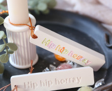 Silikon - Gießform - Hip Hip Hooray - 4er Set - Anhänger - vielfältig nutzbar