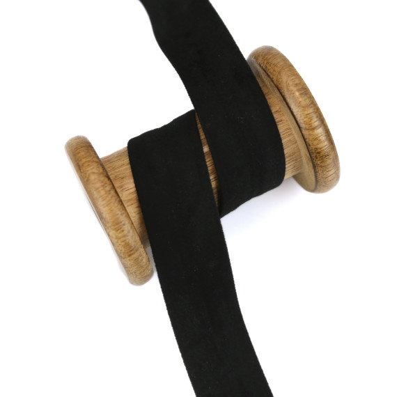 1 Meter Schrägband - Velour - 20mm - Schwarz