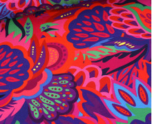 Viskose Jersey - Botanical Art - Orangerot