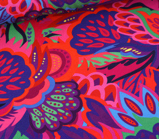 Viskose Jersey - Botanical Art - Orangerot