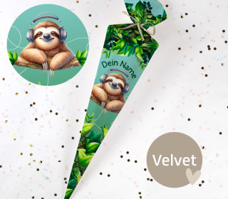 DIY-Nähset Schultüte - Chilling Sloth - Velvet - zum selber Nähen