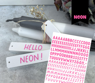 Neon Rub-On Sticker - Buchstaben - Pink - Tante Henni Rubon - vielfältig nutzbar
