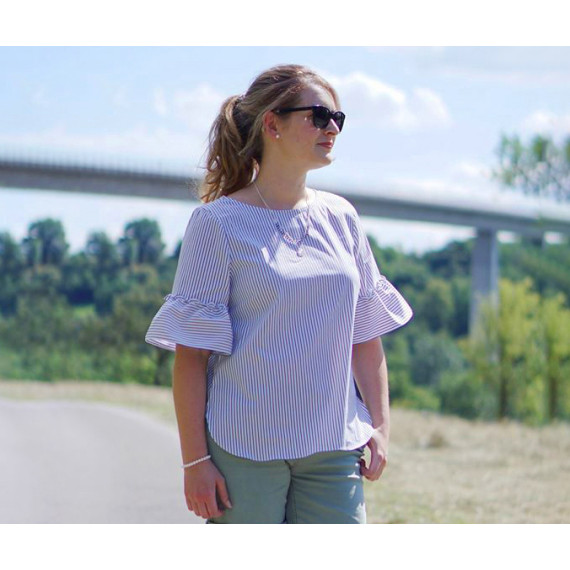 Schnittmuster Bluse mit Ärmelrüsche AREIA (34-58) erbsünde