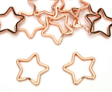 10 breite Schlüsselringe - Schlüsselanhänger - Stern - Rosegold