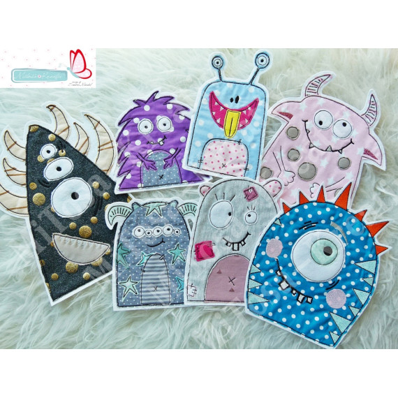 Stickdatei - Stickdateiserie "Monsterbande" Doodleapplikation 16x26 cm (inkl. 13x18 cm)
