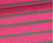 Teddystoff - Teddy Jacquard - Stripes - Fuchsia/Grün