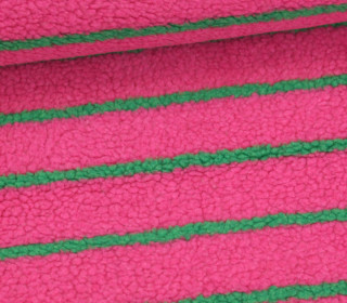 Teddystoff - Teddy Jacquard - Stripes - Fuchsia/Grün