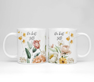 Keramik-Jumbobecher - Blumengruß - Du bist toll
