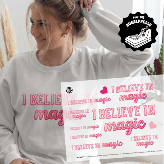 Onkel Bo's Bügelbilder - DIN A4 - I believe in magic - Stickoptik - BIG