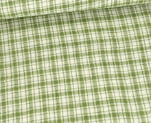 Musselin - Muslin - Double Gauze - Kariert - Schnuffeltuch - Windeltuch - Warmweiß/Farngrün