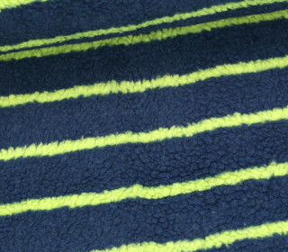 Teddystoff - Teddy Jacquard - Stripes - Grünblau/Schwefelgelb