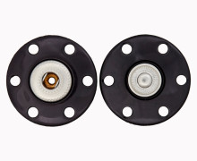 1 Polyester- /Metalldruckknopf - Rund -  20mm - Schwarz