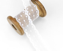 1m Spitze - Elastisch - 3,0cm - Punkte - Weiß