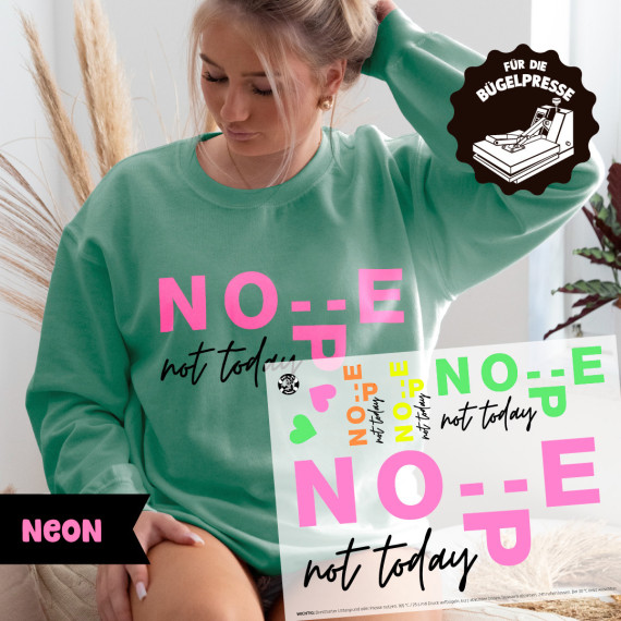 Onkel Bo's Neon Bügelbilder - DIN A4 - Nope not today - BIG
