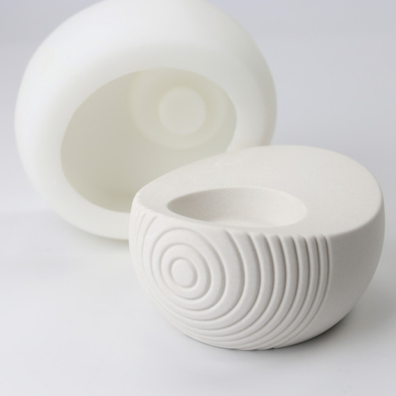 Silikon - Gießform - Kerzenhalter 2in1 - asymmetrische Form - Linienmuster - vielfältig nutzbar