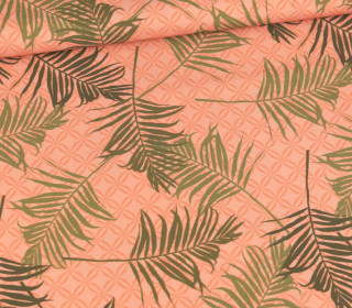 Badelycra - Badestoff - Tropical Palm Leaves - Koralle - abby and me