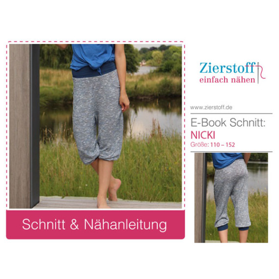 Ebook – Pumphose in 3/4 Länge für Mädchen, “NICKI”, Gr. 110 – 152