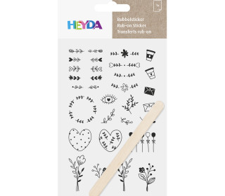 1 Bogen Rubbelsticker - Inkl. Holzstick - Ornamente - Schwarz