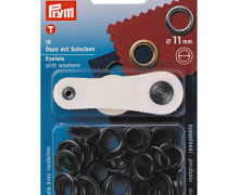 15 Ösen mit Scheiben - Eyelets - 11mm - Prym - Brüniert