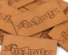 1 XXL KUNSTLEDER LABEL - Hellbraun - SEW LOVE