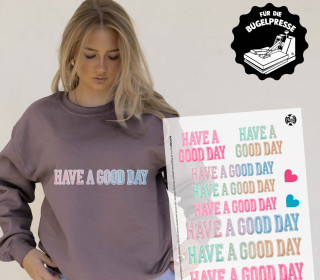 Onkel Bo's Bügelbilder - DIN A4 - Have a good day - Stickoptik - BIG