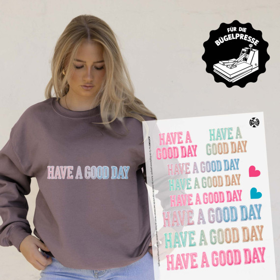Onkel Bo's Bügelbilder - DIN A4 - Have a good day - Stickoptik - BIG
