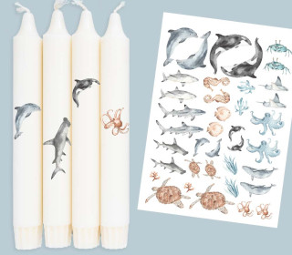 DIN A4 - Tattoofolie - Ozeanfreunde - für Kerzen / Keramik