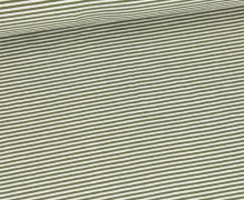 Jersey - Kleine Streiflinge - Yarn Dyed - 2mm Streifen - Warmweiß/Tannengrün