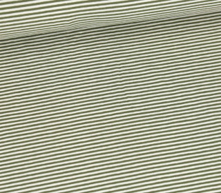 Jersey - Kleine Streiflinge - Yarn Dyed - 2mm Streifen - Warmweiß/Tannengrün