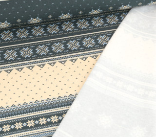 Leichter Kuschelsweat - Nordische Weihnachten - Beige/Stahlblau