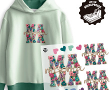 Onkel Bo's Bügelbilder - DIN A4 - Mama Schriftzug - Stickoptik/Schleife - BIG