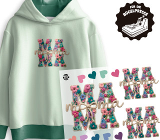 Onkel Bo's Bügelbilder - DIN A4 - Mama Schriftzug - Stickoptik/Schleife - BIG