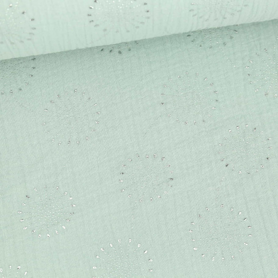 Musselin - Muslin - Pusteblumen - Schimmernd - Double Gauze - Lichtgrün Hell