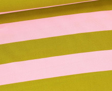 Canvas Stoff - Feste Baumwolle - Streifen - Kiwigrün/Babyrosa