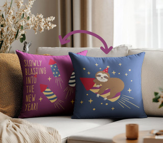 Genähtes Kissen inkl. Inlet - Silvester Party - Faultier - Kristina Hölzl - Mein Hanseherz