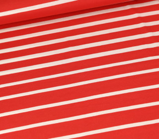 Viskose Jersey - Raya - Paneel - Streifen - Rot/Warmweiß