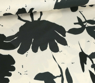 Viskose - Blusenstoff - Light & Lush - Spring - Flowers - Warmweiß/Anthrazit
