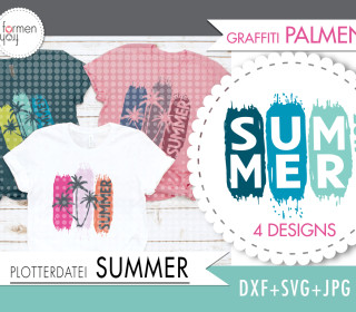 PLOTTERDATEI - SUMMER - Ananas + Palmen und Graffiti - Plots - Design von formenfroh - dxf + svg + jpg