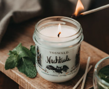 Voswald Duftkerze - Nachteule - mit weiße Minzeduft - handgemacht aus 100% Naturwachs