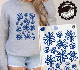 Onkel Bo's Bügelbilder - DIN A4 - Perfect Flowers - Royalblau - BIG