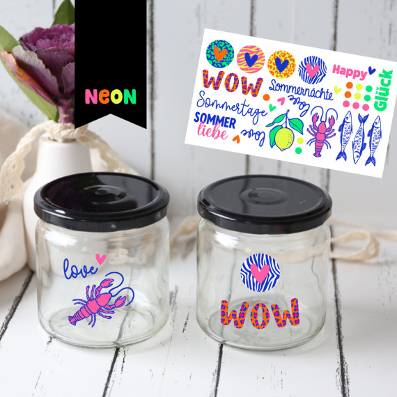 Rub-On Sticker - NEON SOMMER  - Tante Henni Rub-Ons - vielfältig nutzbar - Wunschgeschenk