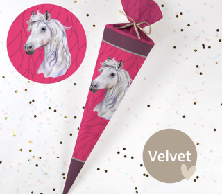 DIY-Nähset Schultüte - Pferd Penelope - Pink - Velvet - zum selber Nähen