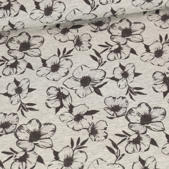 Jersey - Timeless Petals - Grau Meliert - abby and me